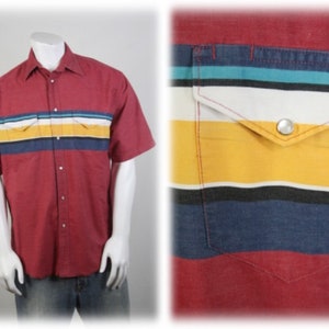 Vintage Western Shirt Wrangler Pearl Snap Short Sleeve Shirt