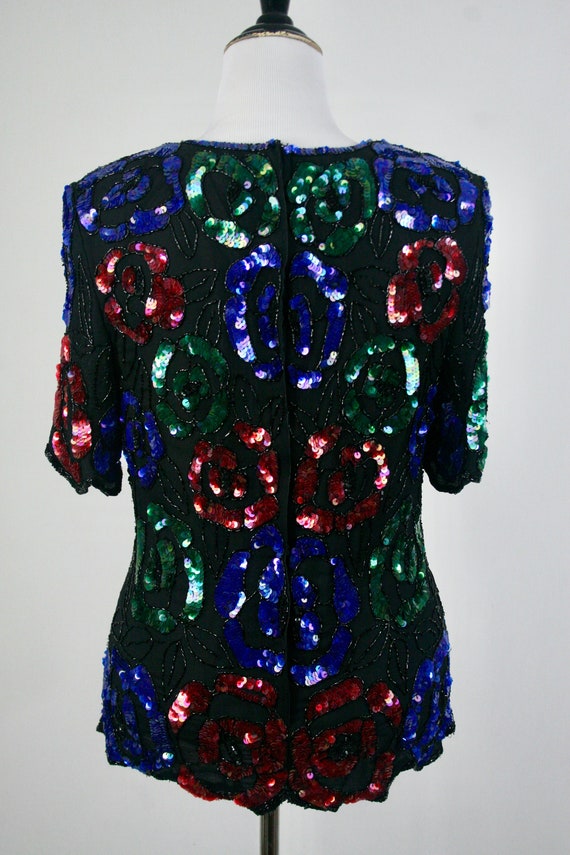 Vintage Sequined Blouse Stenay Plus Silk Beaded T… - image 6