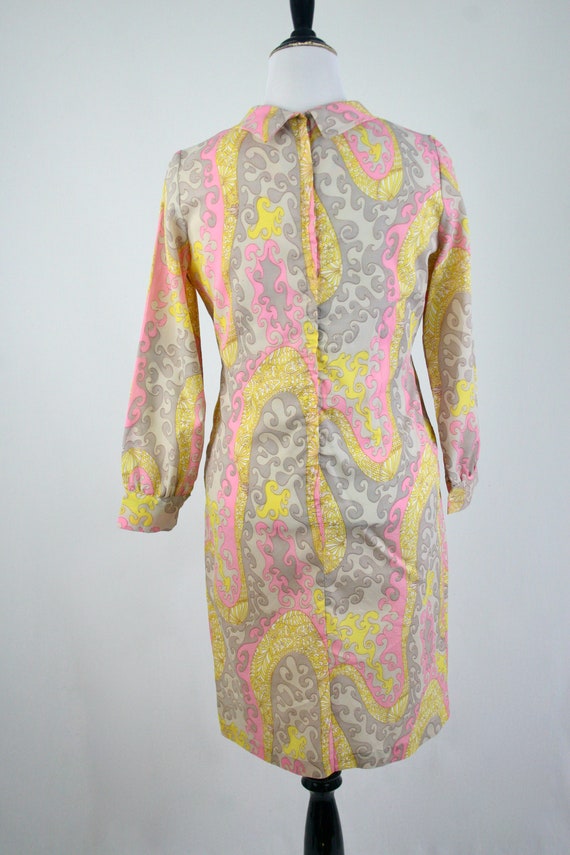 Vintage 1970s Dress Groovy Print Polyester Crepe … - image 6