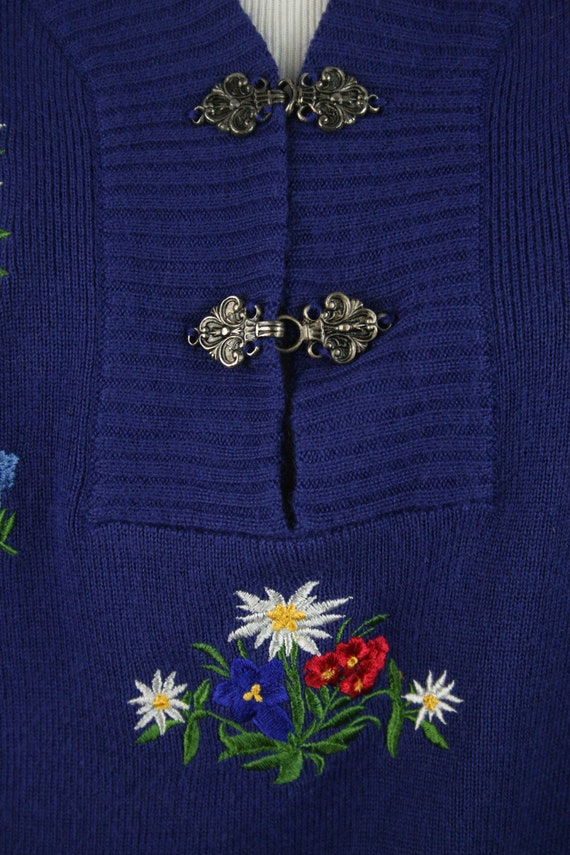 Vintage Sweater Meister Cobalt Blue Tyrolean Styl… - image 8