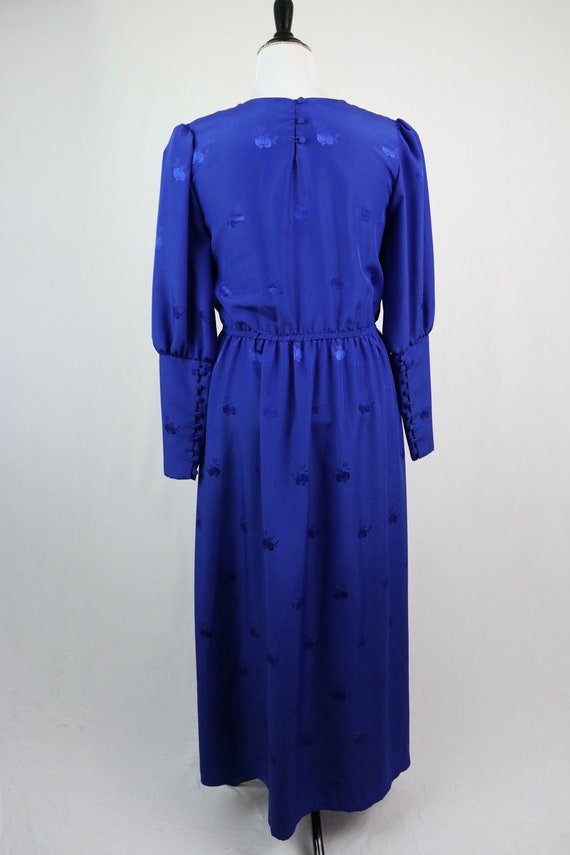 Vintage 1970s Dress Royal Blue Leg O Mutton Sleev… - image 5