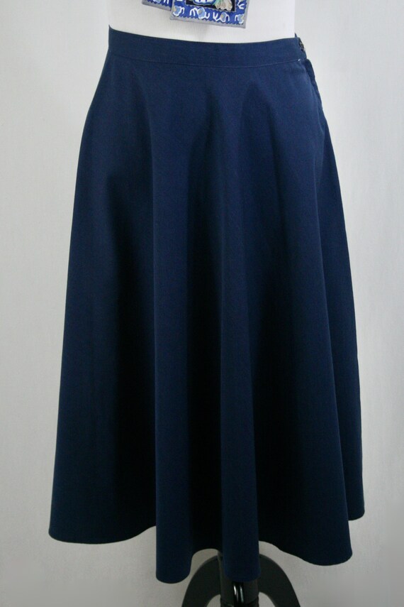 Vintage Skirt Navy Blue Flared Skirt Size 34 Volup Vi… Gem