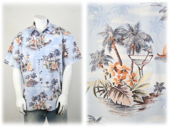 Vintage Aloha Shirt Cotton Island Shores Shirt XL - image 1