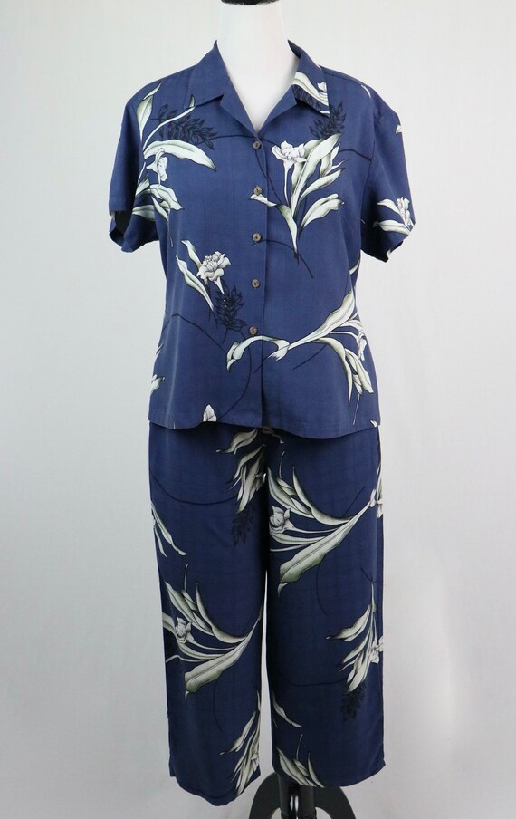 Hawaiian Pant and Blouse Set Silk Hilo Hattie Haw… - image 2