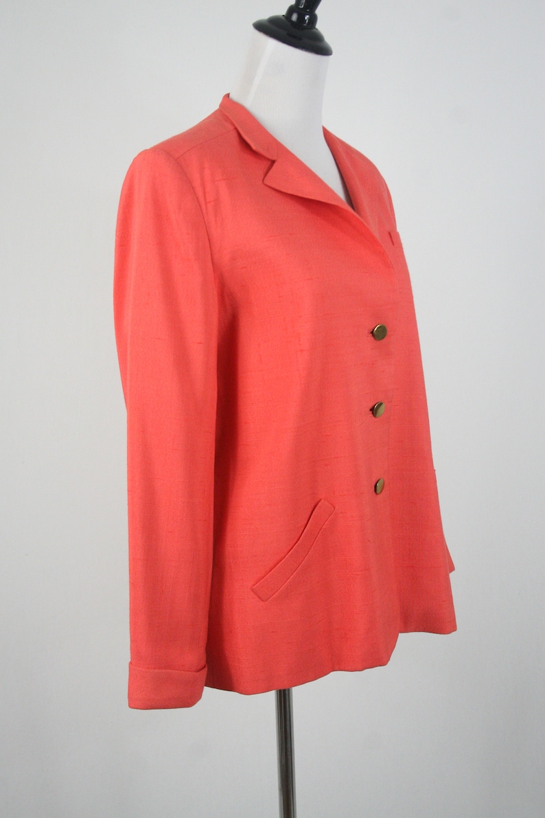 1980s Blazer Orange Linen Look Lillie Rubin Jacket