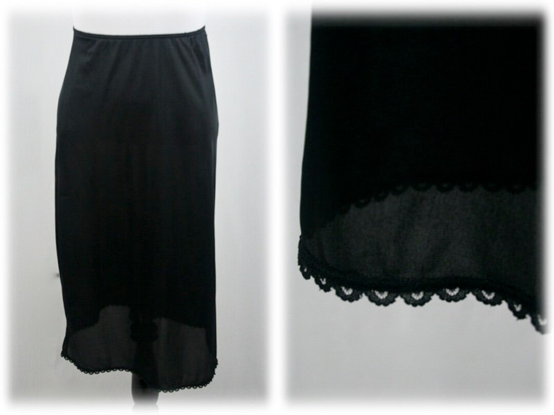 Vintage Slip Black Nylon Midi Half Slip Etsy