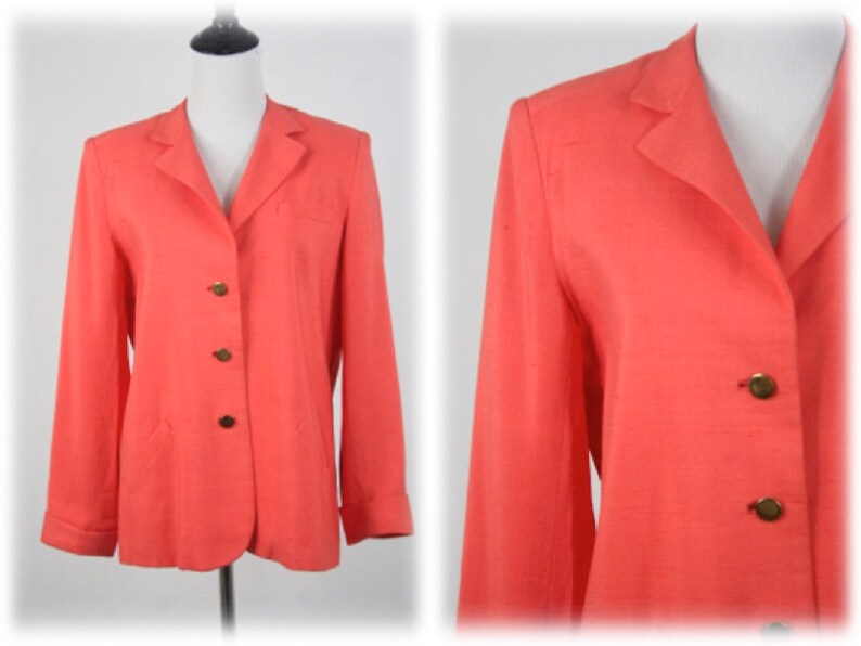 1980s Blazer Orange Linen Look Lillie Rubin Jacket