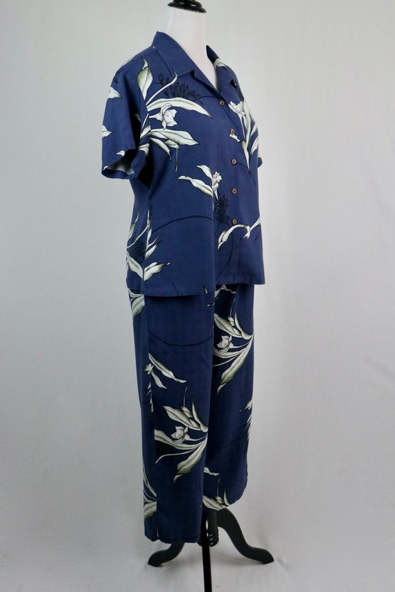 Hawaiian Pant and Blouse Set Silk Hilo Hattie Haw… - image 5