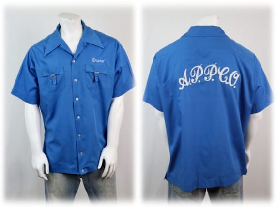 ウェア・シャツ 60's vintage king louie bowling shirt XL Vintage King Louie Bowling Shirt sz Medium 1960's Blue S/S