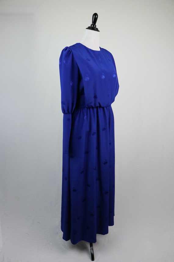 Vintage 1970s Dress Royal Blue Leg O Mutton Sleev… - image 4