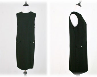 Vintage 1960s Dress Black Shift Nancy Dress LBD