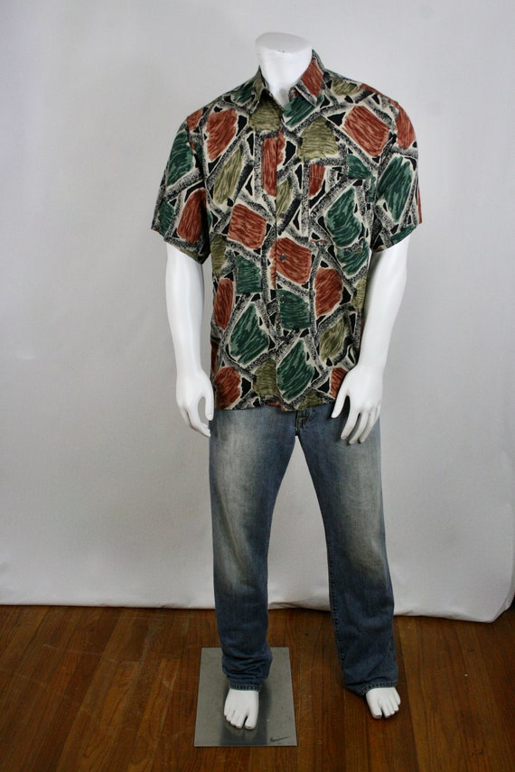 1990s Shirt Rayon Button Down Pierre Cardin Large… - image 2