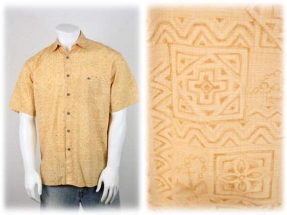 Vintage Aloha Shirt Cotton Moda Campia Shirt Mediu
