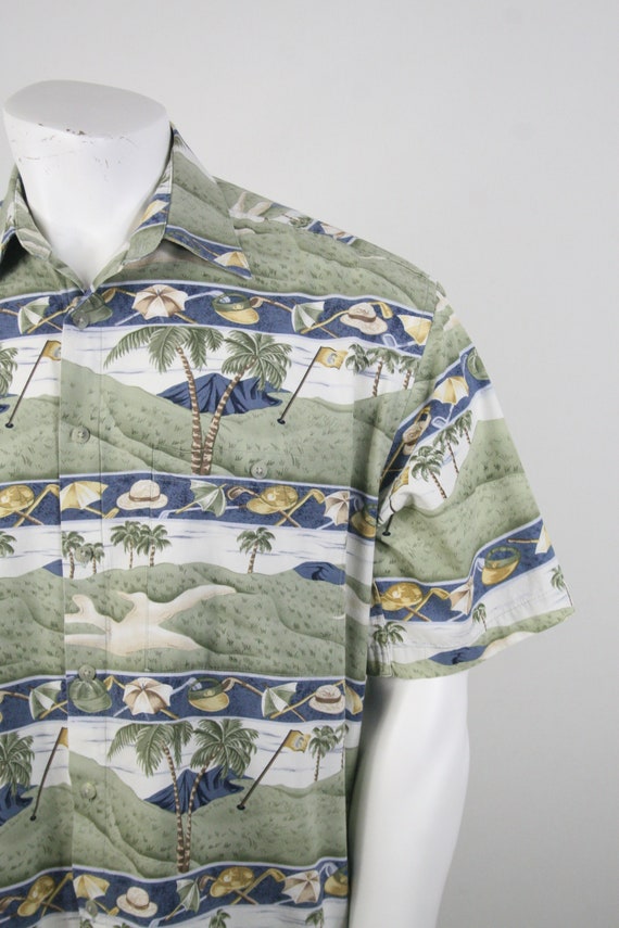 Vintage Aloha Shirt Cotton Pierre Cardin Golf Shi… - image 4