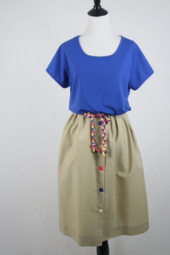 Vintage 1970s Dress T-shirt Khaki Skirt Toni Todd… - image 3