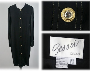 1990s Dress Scaasi Little Black Dress