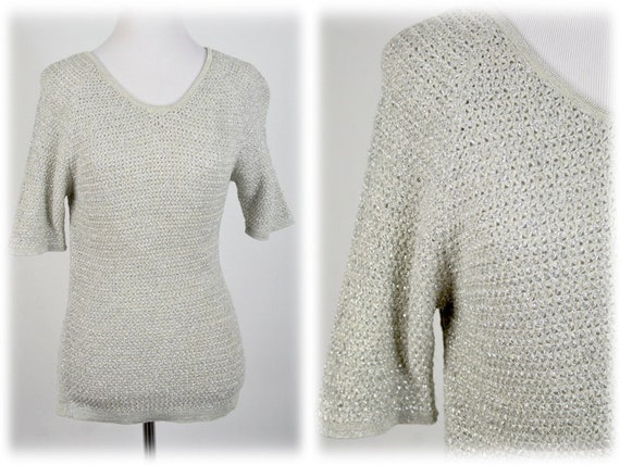 1960s Sweater Silver Lurex Cadillac Pullover Sweater Etsy