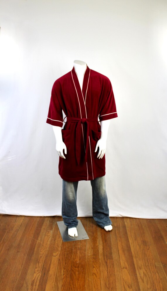 Vintage 1970s Mens Robe Munsingwear Fleece Wrap Style Robe