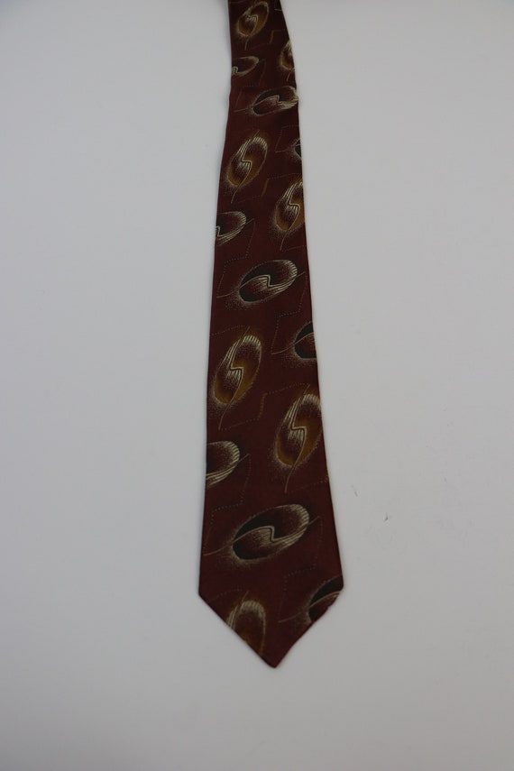 Vintage 1960s Necktie Wales Fine Neckwear Brown S… - image 3