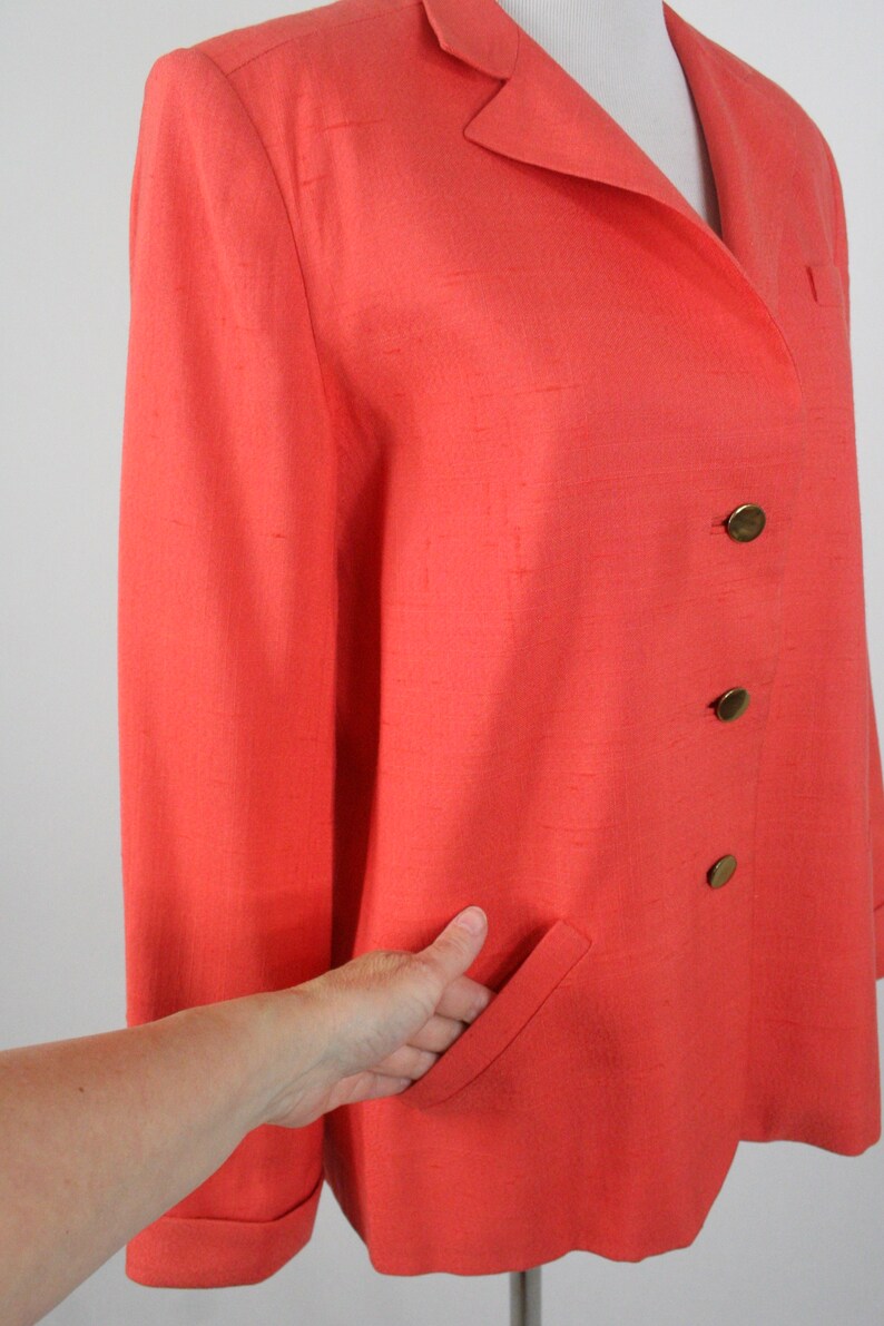 1980s Blazer Orange Linen Look Lillie Rubin Jacket