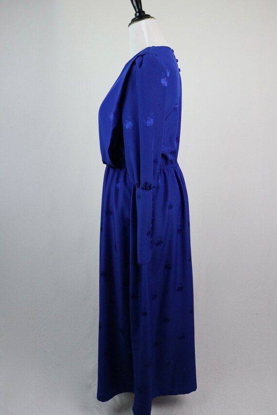 Vintage 1970s Dress Royal Blue Leg O Mutton Sleev… - image 6