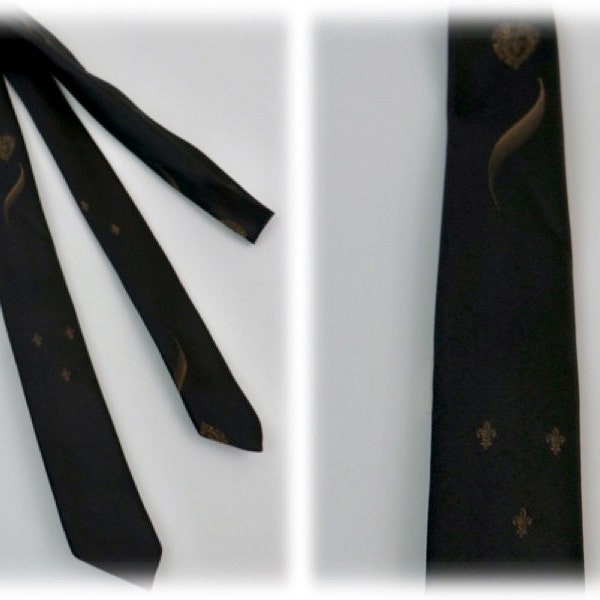 Vintage 1960s Necktie Silk Landau Skinny Tie