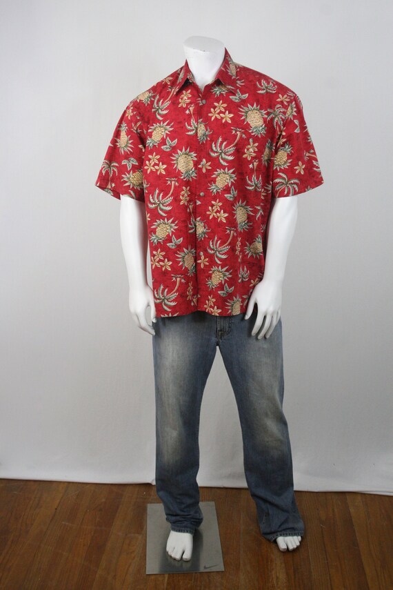 Vintage Aloha Shirt Cotton Pierre Cardin Pineappl… - image 2