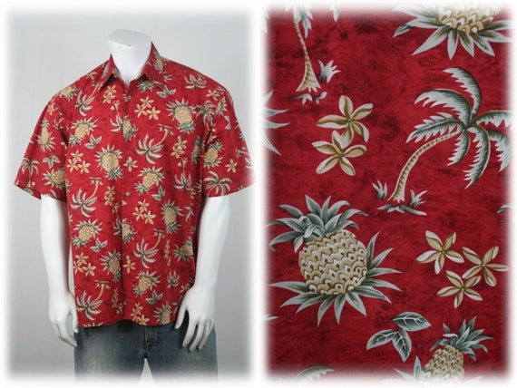 Vintage Aloha Shirt Cotton Pierre Cardin Pineappl… - image 1