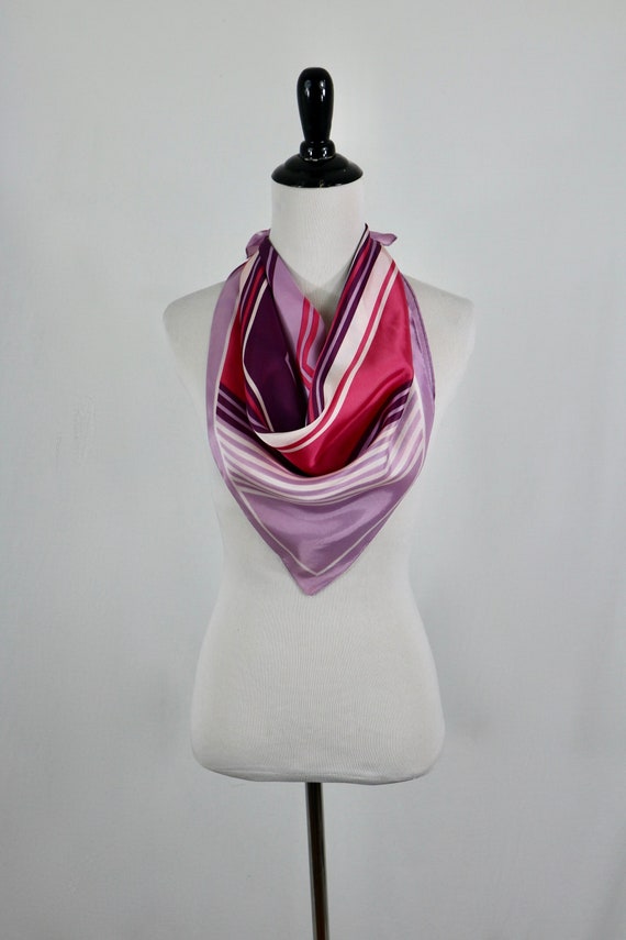 Vintage Scarf Pink and Purple Acetate Square Scarf