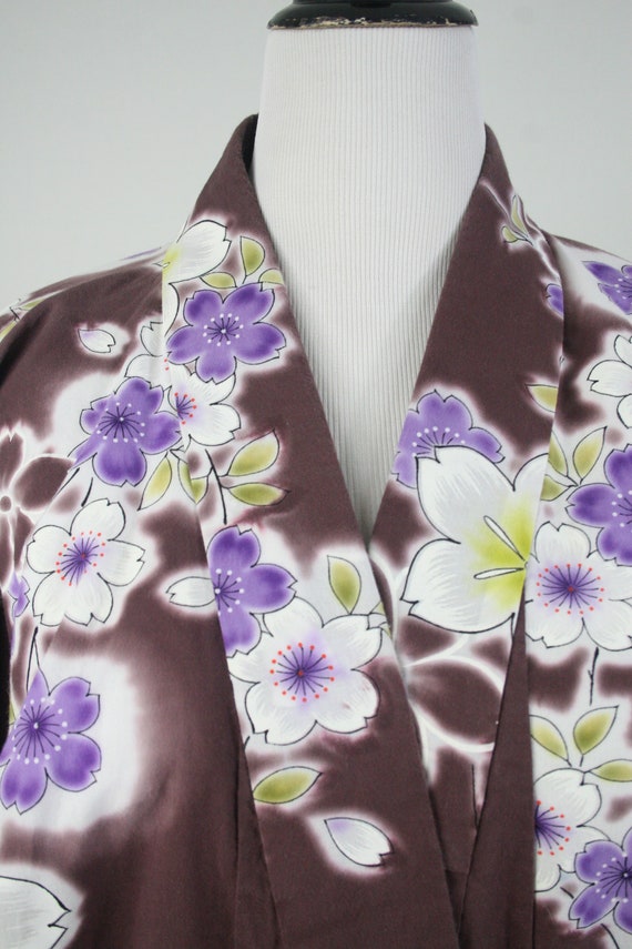 Vintage Kimono Cotton Floral Robe - image 4