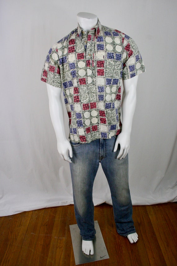 Vintage Hawaiian Shirt Cotton Hawaiian Tunic by K… - image 2