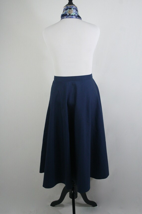 Vintage Skirt Navy Blue Flared Skirt Size 34 Volup Vi… Gem