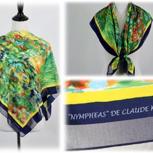 Vintage Scarf &quot;Nympheas&quot; de Claude Monet Large Square Scarf