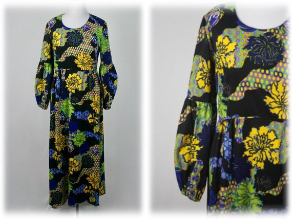 1970s Maxi Dress Juliet Sleeves Berkshire Long Dre
