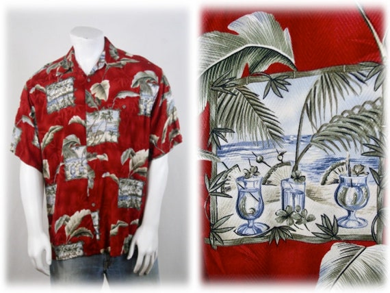 Vintage Aloha Shirt Rayon Moda Campia Shirt Large