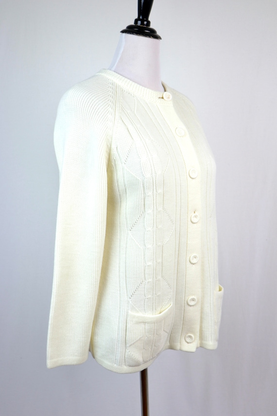 Vintage Sweater Cream Granny Cardigan Sweater - image 5