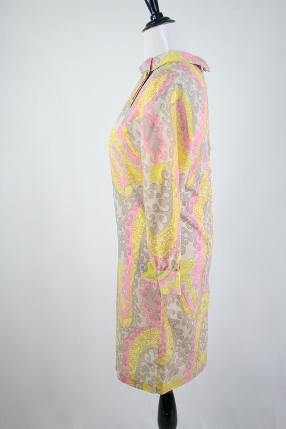 Vintage 1970s Dress Groovy Print Polyester Crepe … - image 7