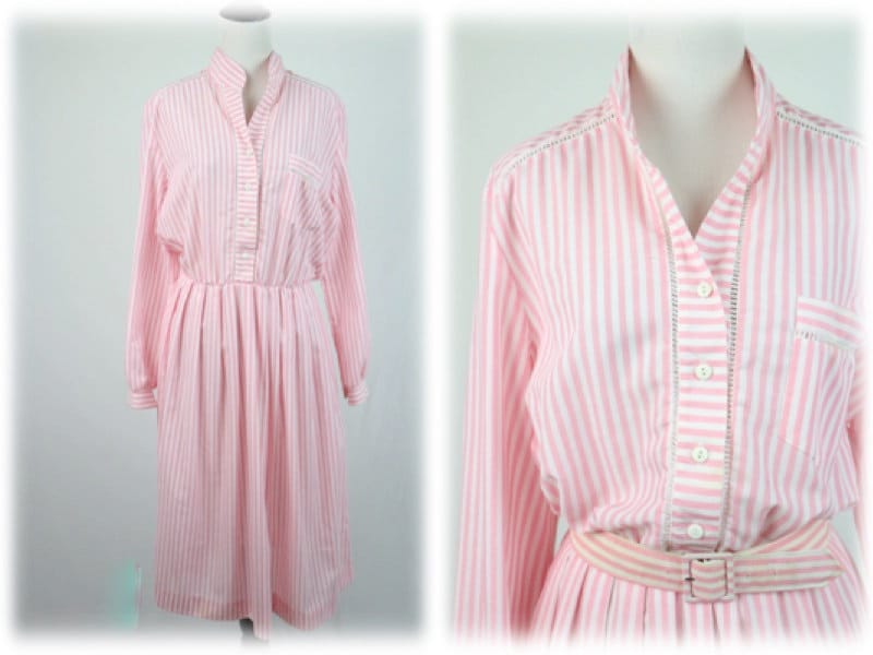 knee length dresses for ladies Bree Dress  Striped Dress with Button Closure