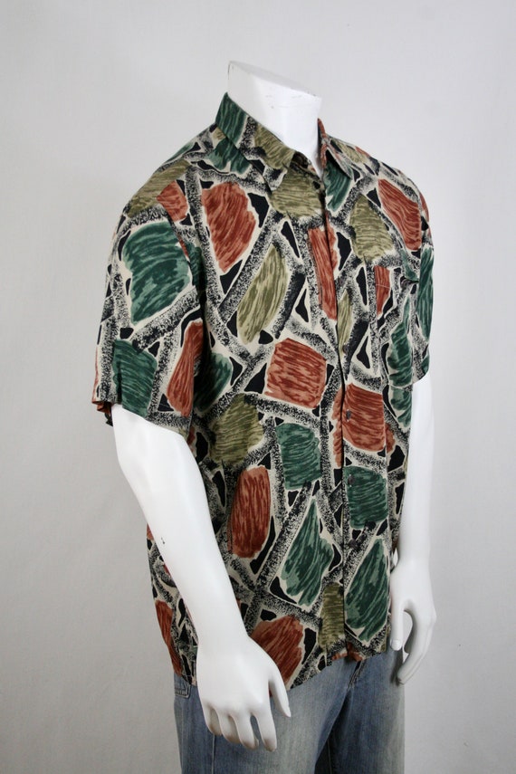 1990s Shirt Rayon Button Down Pierre Cardin Large… - image 7