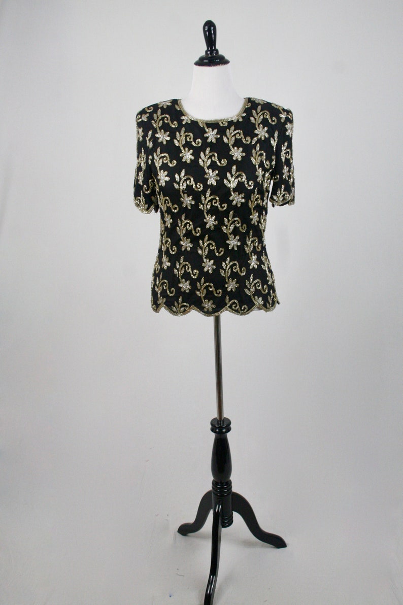 Vintage Blouse Beaded Stenay Silk 