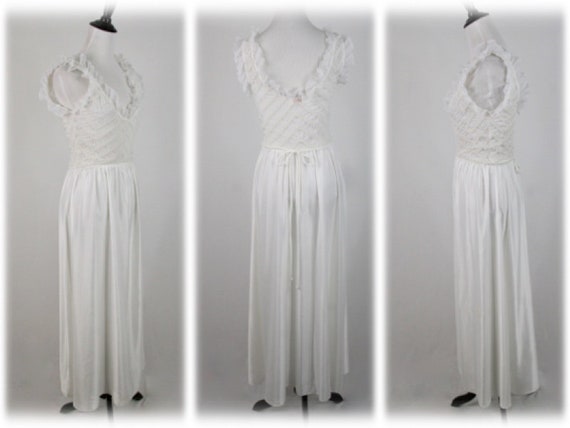 1960s Peignoir Set Odette Barsa Bridal White Long… - image 8