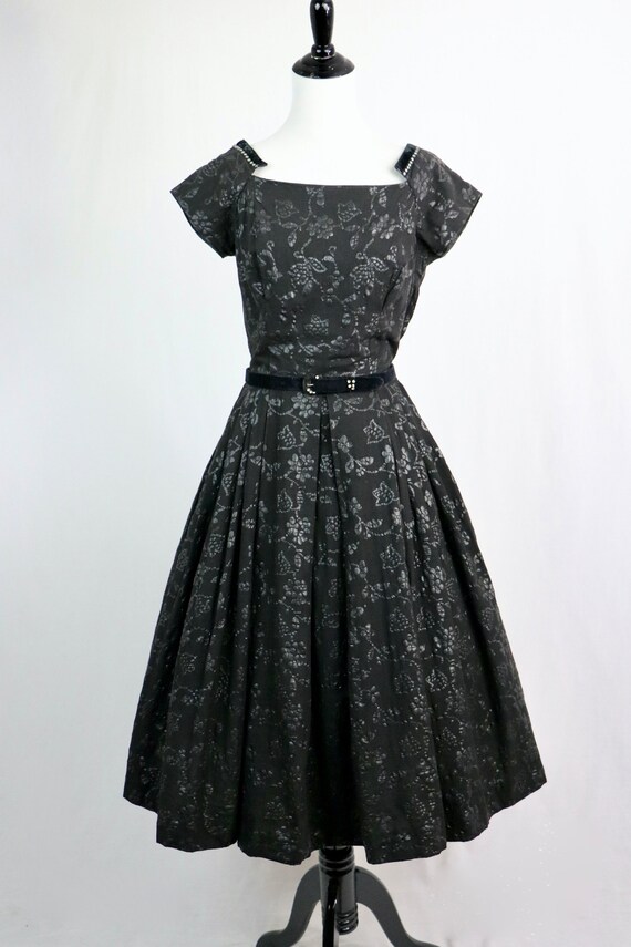 Vintage 1950s Dress Alex Coleman California Black… - image 3