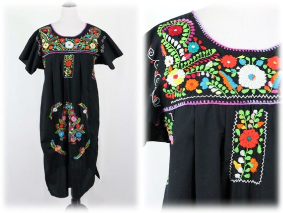 Vintage Mexican Dress Embroidered Muu Muu Dress - image 1