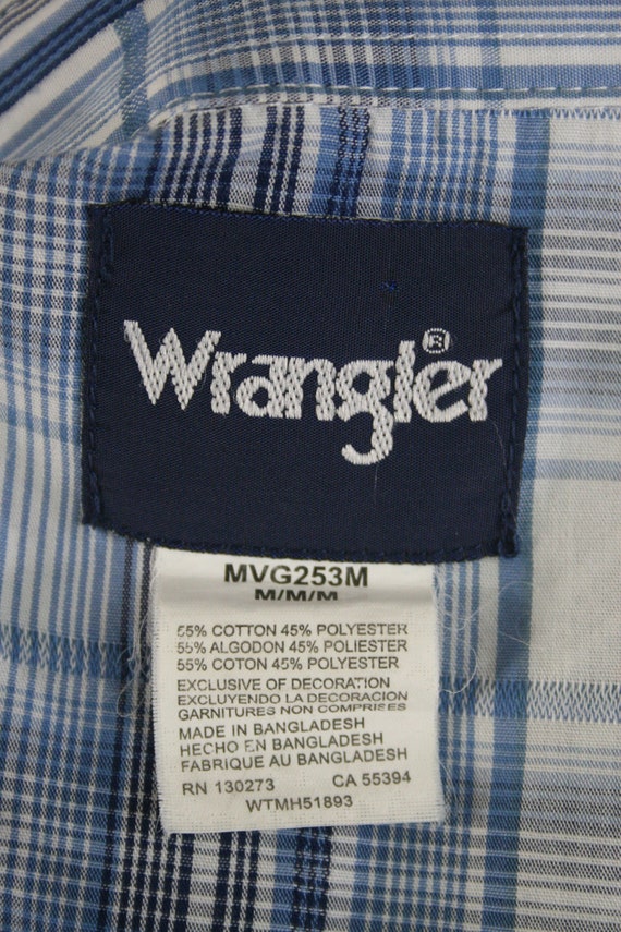 Vintage Western Shirt Wrangler Blue Paid Pearl Sn… - image 10