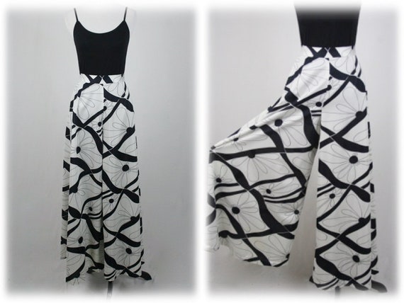 1970s Palazzo Pants Groovy Daisy High Waisted Slac