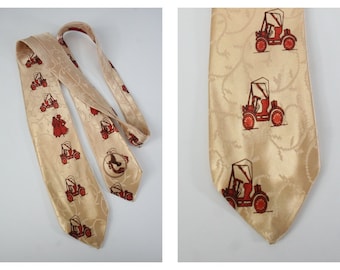 Vintage 1950s Necktie Model T Novelty Print Cardinal Neckwear Tie