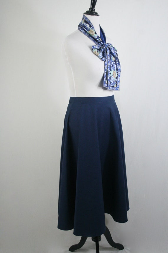 Vintage Skirt Navy Blue Flared Skirt Size 34 Volup Vi… Gem