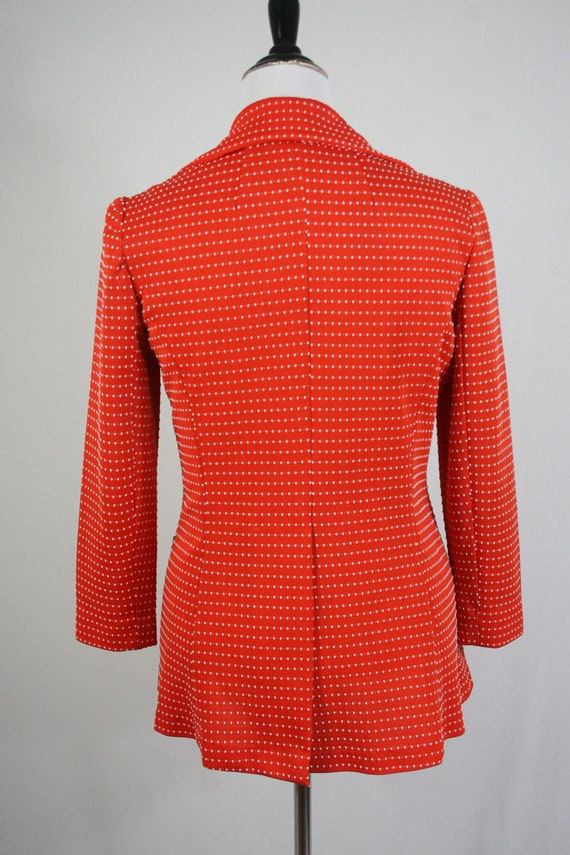 Vintage 1970s Blazer Red White Dots Wide Notched … - image 8