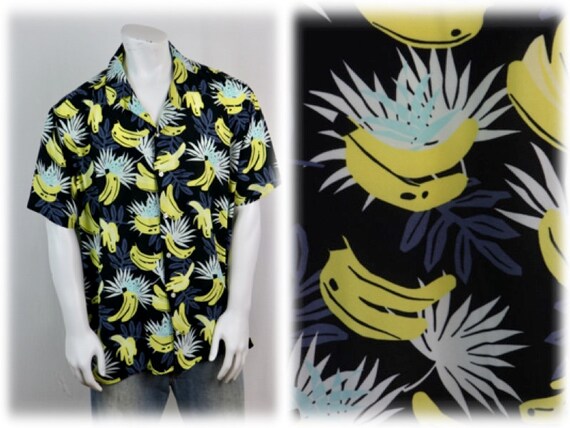 Novelty Print Shirt Rayon Banana Print Shirt XXL - image 1