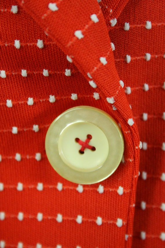 Vintage 1970s Blazer Red White Dots Wide Notched … - image 5
